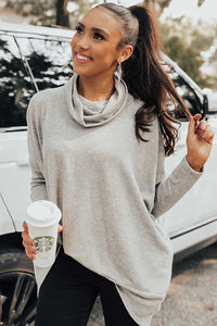 Gray Cowl Neck Tunic Top