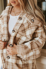 Load image into Gallery viewer, Khaki Sherpa Plaid Button Pocketed Jacket