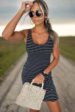 Load image into Gallery viewer, Black Striped Mini Dress