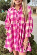 Load image into Gallery viewer, Plaid Button Down Shirt Dress