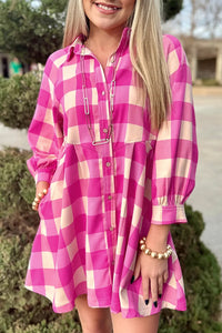 Plaid Button Down Shirt Dress