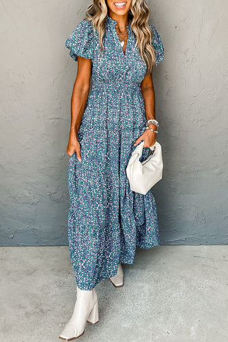 Blue High Waist Maxi Dress