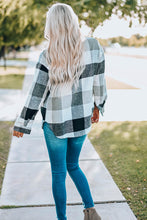 Load image into Gallery viewer, Gray Plaid Color Block Buttoned Long Sleeve Jacket with Pocket