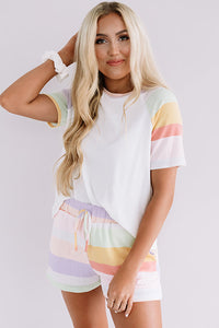 White Rainbow Striped Set