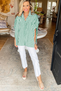 Stripe Button Up Shirt - Pink, Blue or Green