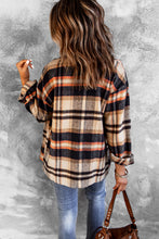 Load image into Gallery viewer, Brown Plaid Button Up Long Sleeve Flannel Shacket