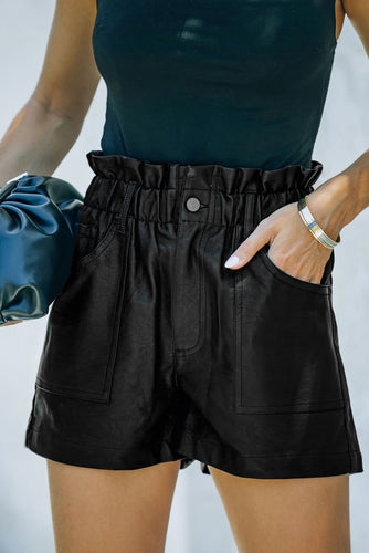 Black Faux Leather Shorts