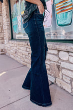 Load image into Gallery viewer, Real Teal High Rise Ripped Bell Bottom Jeans