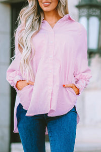 Striped Shirt with Shirred Cuffs