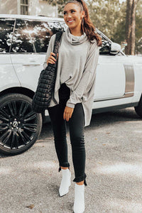 Gray Cowl Neck Tunic Top