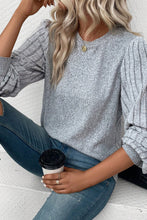 Load image into Gallery viewer, Grey Ribbed Long Sleeve Top