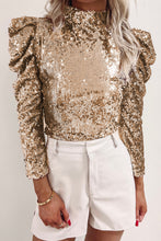 Load image into Gallery viewer, Sequin Ruched Sleeve Top