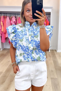 Sky Blue Floral Shirt