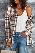 Load image into Gallery viewer, Brown Plaid Button Up Long Sleeve Flannel Shacket