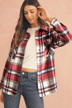 Load image into Gallery viewer, Brown Plaid Button Up Long Sleeve Flannel Shacket