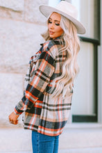 Load image into Gallery viewer, Brown Plaid Button Up Long Sleeve Flannel Shacket