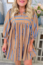 Load image into Gallery viewer, Khaki Stripe Plus Size Mini Dress