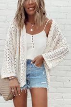 Load image into Gallery viewer, Crochet Knit Drop Shoulder Open Front Cardigan