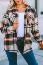 Load image into Gallery viewer, Brown Plaid Button Up Long Sleeve Flannel Shacket