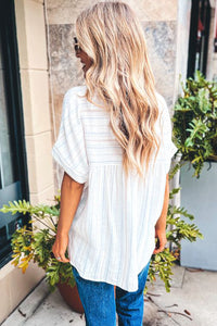 Striped Print Loose Fit Blouse