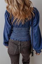 Load image into Gallery viewer, Ruffle Denim Top