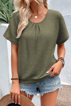 Load image into Gallery viewer, Oatmeal Guipure Lace Splicing Back Waffle Textured T-shirt