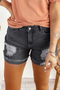 Ripped Denim Shorts