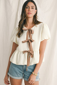 Bow Front Babydoll Blouse