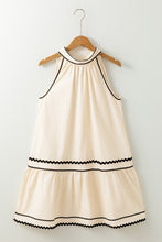 Load image into Gallery viewer, Khaki Striped Ricrac Sleeveless Mini Dress